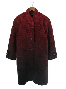 FUTULA Wool Coat Women’s Red Herringbone Angora Size F Used - Picture 1 of 4