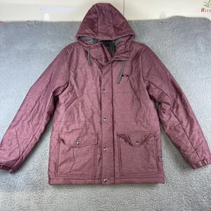 Oakley Parka Jacke Burgundy Thermo Kapuze Kordelzug Druckknöpfe Herren L - Bild 1 von 14
