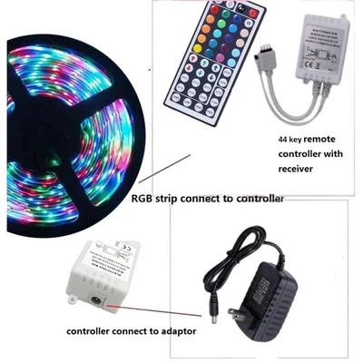 Bright 12V 5M 16.4ft 3528 RGB SMD 300 LED Flexible Strip light Waterproof US - Image 1 of 4