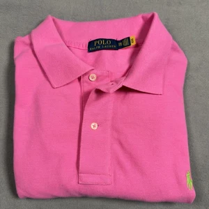 Polo Ralph Lauren Polo Shirt Mens 2XB Pink Pique Knit Green Pony Logo Casual - Picture 1 of 10