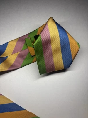 Corbata vibrante a rayas multicolor 100 % seda J Crew para hombre 59” X 3,5” Foto 1 de 4
