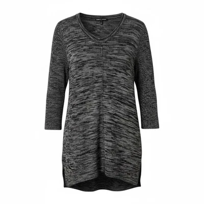 Suéter túnica gris manga 3/4 con dobladillo alto y calibre para mujer talla XL elástico Foto 1 de 4