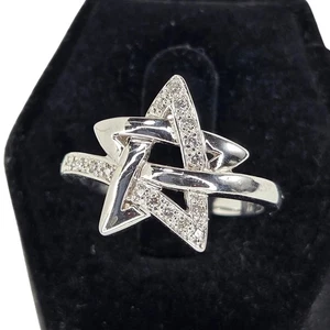 Lindsey Leigh Jewelry Star Ring with Gen. Diamonds Accents Sterling Silver Sz 8 - Picture 1 of 6