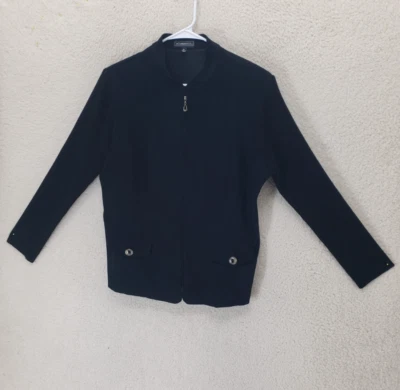 Chaqueta para mujer Elementz extra grande negra mezcla de acrílico cremallera completa almohadilla para el hombro Foto 1 de 4