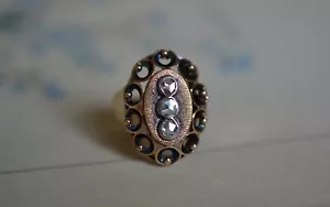 ANTIGUO ANILLO OVALADO VICTORIANO DE ORO AMARILLO 18K Y DIAMANTES 8,4 gr - Imagen 1 de 6
