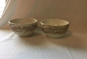 2er Set EURO CERAMICA VINEYARD Müsli Suppe Creme & Braun Schalen - Bild 1 von 16