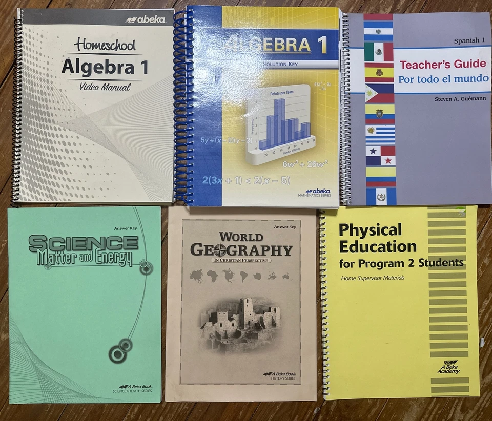 Lot of 6 Abeka 9th Grade Science Algebra Spanish  Geography Answer Keys Etc - Image 1 of 1