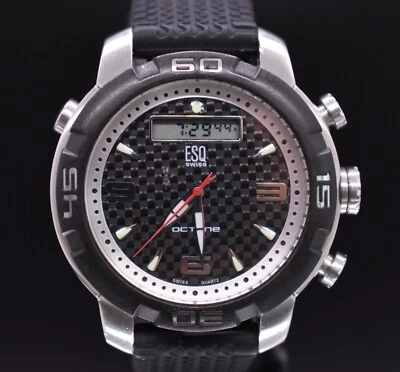 ESQ SWISS OCTANE E5356 Ana Digi Reloj Hombre Alarma Cronógrafo BATERÍA NUEVA Foto 1 de 4