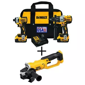 DEWALT Hammer Drill + Impact Driver Combo Kit 20V MAX XR Cordless w/ Grinder - Picture 1 of 11