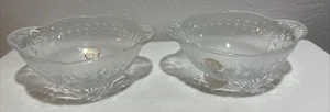 CHRISTMAS Crystal Clear HOLLY LEAF with POINSETTIA Dish Made in Indonesia - Picture 1 of 11