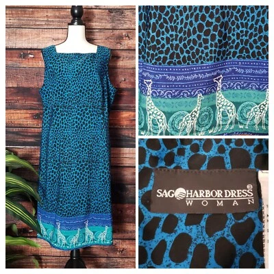 Vestido Sag Harbor Mujer Talla Grande 16 W Funda Estampado Animal Jirafa Cremallera Espalda  Foto 1 de 4