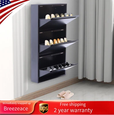 Металлический шкаф для хранения обуви 3 ящика стойка в сборе - настенный современный для обуви - Изображение 1 из 4