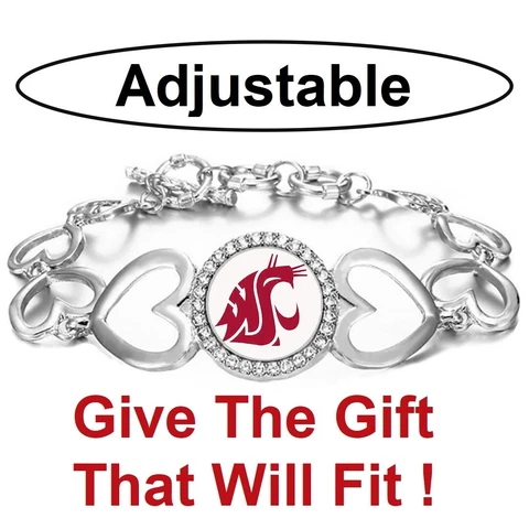 Washington State Cougars Womens Silver Link Bracelet w Gift Pkg D27W Cover