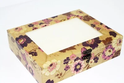 Wood handmade storage/trinket box/flexible compartments Photo lid Flowers - Image 1 of 4
