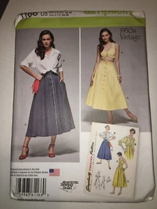 MUJER SIN CORTAR SIMPLICIDAD 1166 PATRÓN DE COSTURA FALDA VINTAGE TOP AÑOS 50 TALLA 16-24 - Imagen 1 de 3