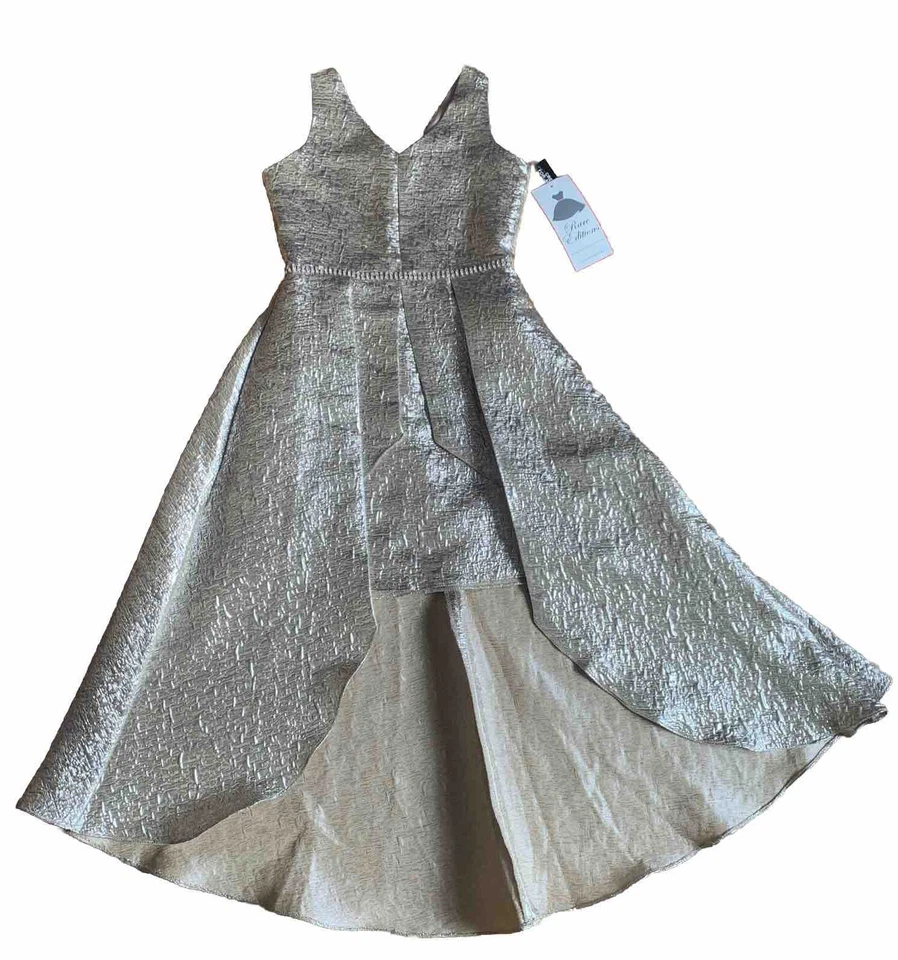 Vestido alto-baixo sem mangas metálico dourado Big Girl edições raras novo com etiquetas S12 $94 - Imagem 1 de 4