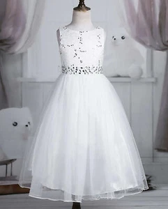 NWT White Flower Girl Dress Girl Pageant Dress Child Formal Gown Communion Dress - Picture 1 of 5