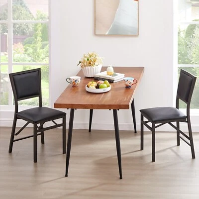 Комплект из 4 мягких обеденных стульев из искусственной кожи с высокой спинкой стул без подлокотников кухонный - Изображение 1 из 4