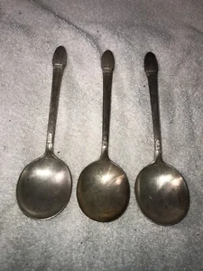(3) VTG 1847 Rogers Bros Silverware Silver Plate Ladle Serving Spoon First Love - Picture 1 of 8