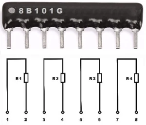 1000 Stück Vitrohm RNL08BGB 4 x 100Ω +/-2% Widerstands Netzwerk Resistor Network - Bild 1 von 2