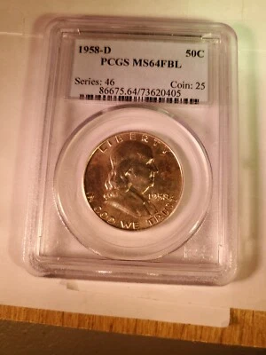 1958-D US 50 Cent PCGS MS64FBL Series 46 Coin 25 - Image 1 of 2