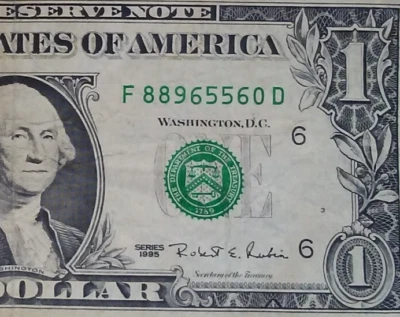 **WEB PRESS NOTE** ((EXPERIMENTAL)) $1 1995 Plate #3/9 Federal Reserve Note - Image 1 of 3