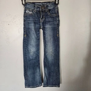 Cowgirl Tuff Girls 6 Blue Denim Jeans Bootcut Don't Fence Me In Western Boho - Picture 1 of 7