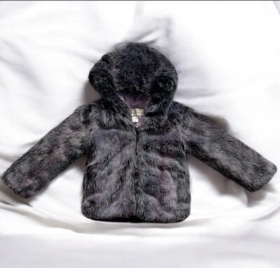 Chaqueta Abrigo American Widgeon Niñas Púrpura Imitación Piel Suave Con Capucha Talla 4T Foto 1 de 4