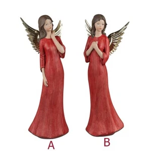 Ángel de pie rojo-oro clásico pintado a mano figura forma 719829 decoración de Navidad - Imagen 1 de 3