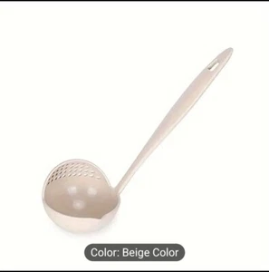 Pack Of 10 - 2 In 1 Kitchen Ladle Soup Pan Spoon with Filter Strainer (Beige) - Picture 1 of 8