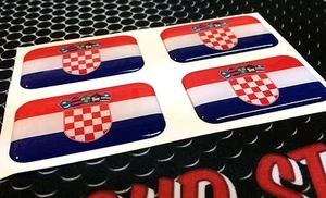 Croatia Flag Hrvatska Domed Decal Emblem Car 3D Sticker 1.75x1.1" Set of 2 or 4 - Imagen 1 de 7