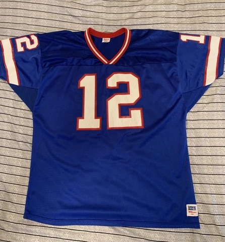 Vintage 90's Buffalo Bills Men's Jim Kelly Jersey - Wilson Size XXL - Blue Cover