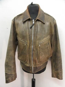 GIACCA VINTAGE CHEVIGNON PELLE MOTO BOMBER LEGGENDA TAGLIA XL - Foto 1 di 17