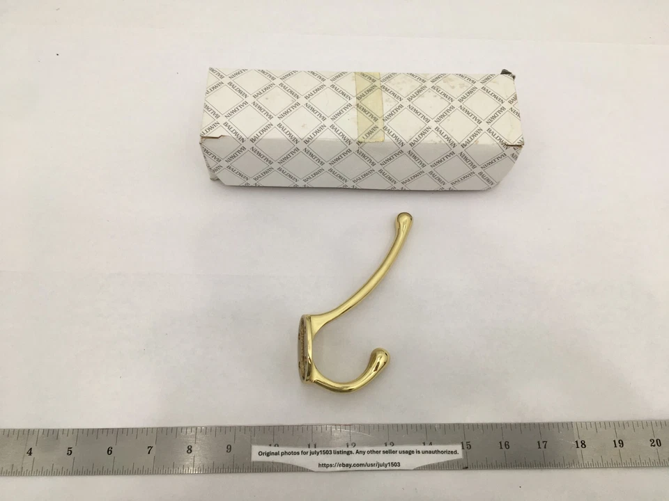 (1) NEW Baldwin Costume Hook Coat 5-3/8" - POLISHED BRASS - 0742-030 (no screws) - Image 1 of 4