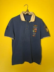 aeronautica militare polo shirt XL size authentic military style blue colour - Picture 1 of 12