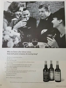 Taylor 1966 vino de Oporto blanco Tokay crema jerez beber anuncio de colección - Imagen 1 de 1