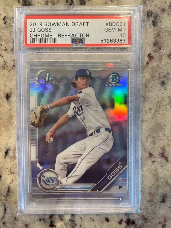 2019 BOWMAN CHROME DRAFT JJ GOSS REFRACTOR PSA 10 GEM MINT RAYS BDC-61 - Image 1 of 2