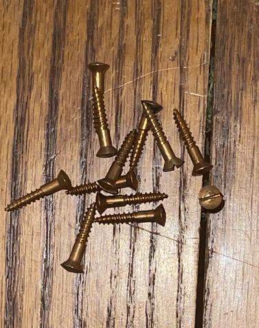 Antique Wood Screws # 5 X 5/8” Slotted Oval Head Bronze American Made Cover