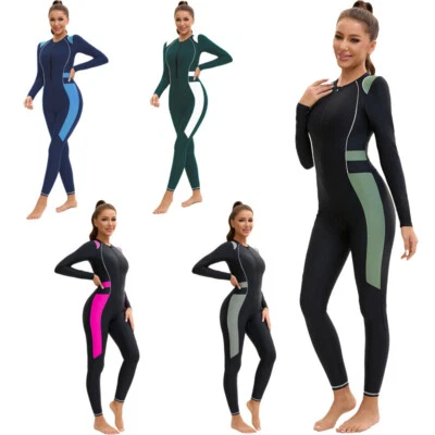 DE Damen Badeanzug Surfanzug Rashguard Langarm UV Schutz Bademode Sport Surfen - Bild 1 von 3