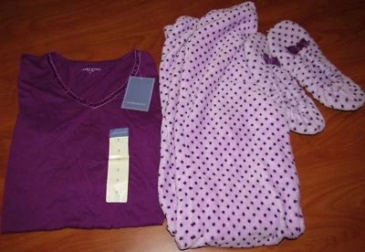 NUEVO CONJUNTO DE ROPA DE DORMIR DE 3 PIEZAS LUNARES MORADOS LAURA SCOTT PARA MUJER S Foto 1 de 3