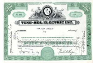 Tung-Sol Electric Inc. - Original Bestandszertifikat -1959 - P0615 - Bild 1 von 2