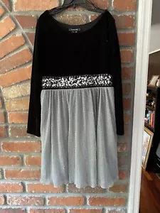 Mymichelle Girls Black & Silver Shiny Velvet Lamé Tulle Dress Satin Ribbon sz 10 - Picture 1 of 5