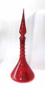 LARGE MURANO VENETIAN RUBY RED ART GLASS BOTTLE DECANTER VASE - Picture 1 of 8