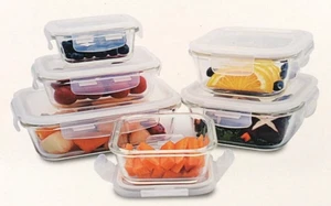 Chef's Counter Everyday Behälter Set - 6 Glas mit Easy Latch Verschluss Deckel - NEU - Bild 1 von 7