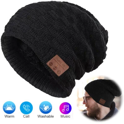 Warm Beanie Hat Wireless Bluetooth Smart Cap Headset Headphone Speaker Mic - Image 1 of 4