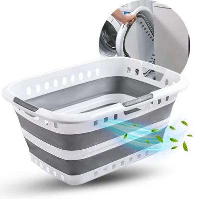 Wäschekorb Faltkorb 45L Faltbarer Einkaufskorb Platzsparend Stabil Leicht - Bild 1 von 4