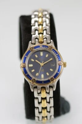 Reloj Reliquia Húmedo Mujer Plata Oro Acero Inoxidable 50m Batería Fecha Cuarzo Azul Foto 1 de 4