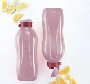 Two x Tupperware Water Bottles Set  2 L Flip Top Seals Purple w/ Handles New - Picture 1 of 3