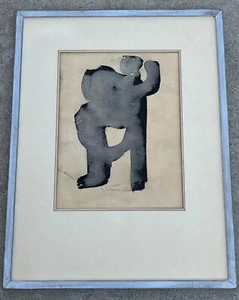Tinta y lavado sobre papel Herbert Siebner (1925-) "Figuras abstractas". Firmado. 1960 - Imagen 1 de 9