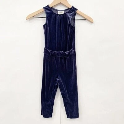 Genuine Kids Oshkosh Navy Blue Velvet Romper Dressy Party Holiday Size 2T - Image 1 of 4